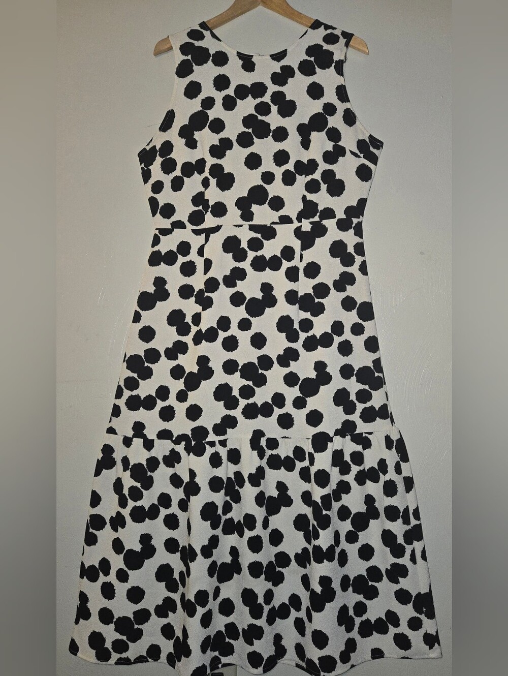 Who What Wear Black and White Polka Dot Tiered Dress